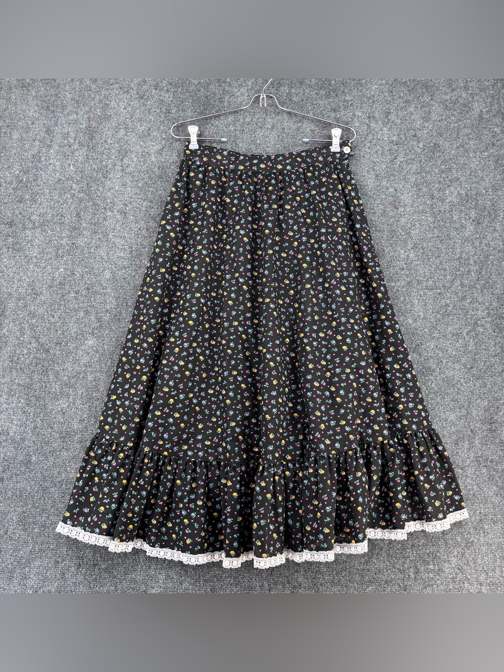 VTG Rockmount Ranch Micro Floral Western Skirt Ruffle Size S Prairie Cottagecore